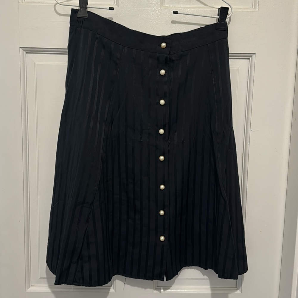 EUC Vintage Blue Goth Victorian Faux Pearl Button Up Skirt Size L